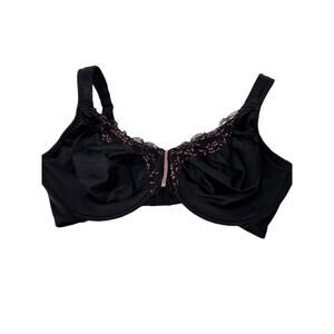 Vassarette Bra Size 40DD Black Pink Lace Trim Full Coverage Underwire Unlined